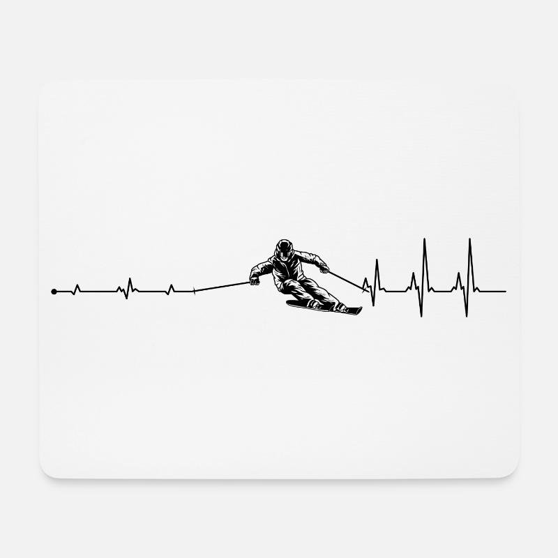 Heartbeat Ski - Mousepad (Querformat) - Weiß