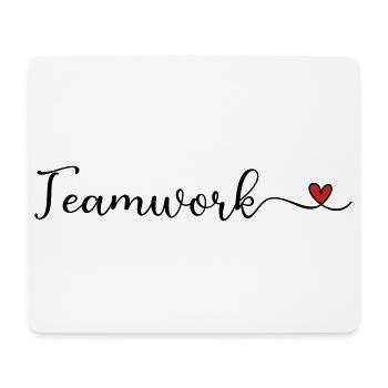 Teamwork Schrift mit Herz - Mousepad (Querformat) - Weiß - Vorne