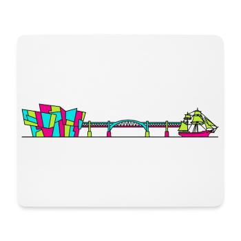 Dundee City Skyline V&A Museum Linienzeichnung - Mousepad (Querformat) - Weiß - Vorne