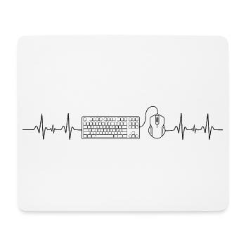 Herzschlag Design mit Maus und Tastatur - Mousepad (Querformat) - Weiß - Vorne
