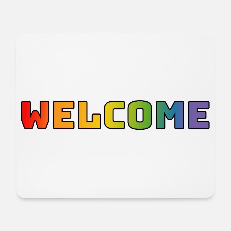 rainbow welcome CSD shirt LGBT lgbtqi queer - Mouse Pad (horizontal) - white