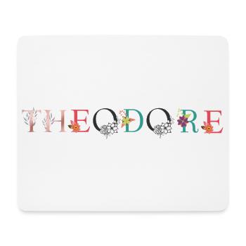 THEODORE Name Art With Flowers Embroidered - Mouse Pad (horizontal) - white - Front
