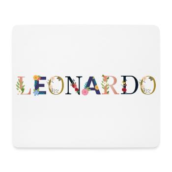LEONARDO name decorated with flowers - Mouse Pad (horizontal) - white - Front