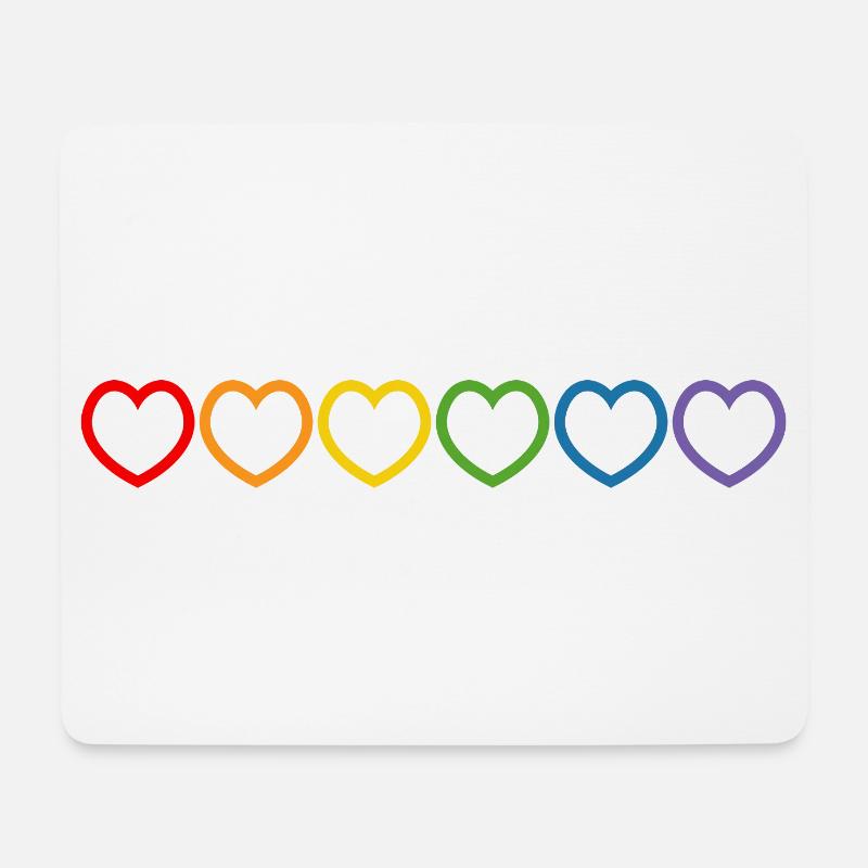 Regenbogen LGBT Herzen white lgbt tshirt - Mousepad (Querformat) - Weiß