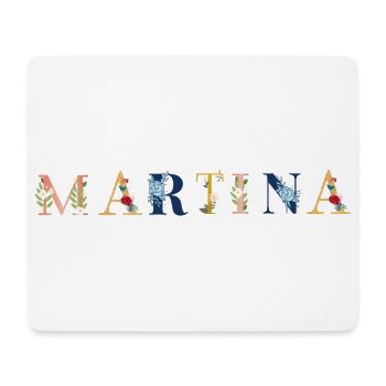 MARTINA Namenskunst mit Blumen bestickt - Mousepad (Querformat) - Weiß - Vorne
