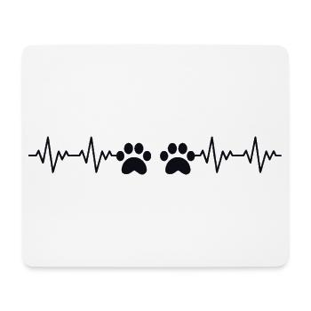 Pfote EKG Herzschlag - Mousepad (Querformat) - Weiß - Vorne