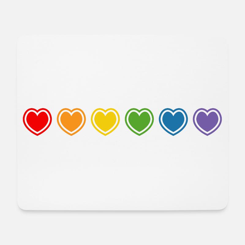 LGBT Regenbogen Herzen Outline LGBT lgbtqi queer - Mousepad (Querformat) - Weiß