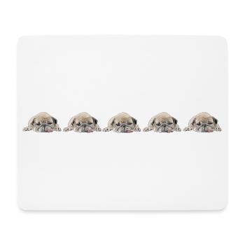 5 Möpse - Mousepad (Querformat) - Weiß - Vorne