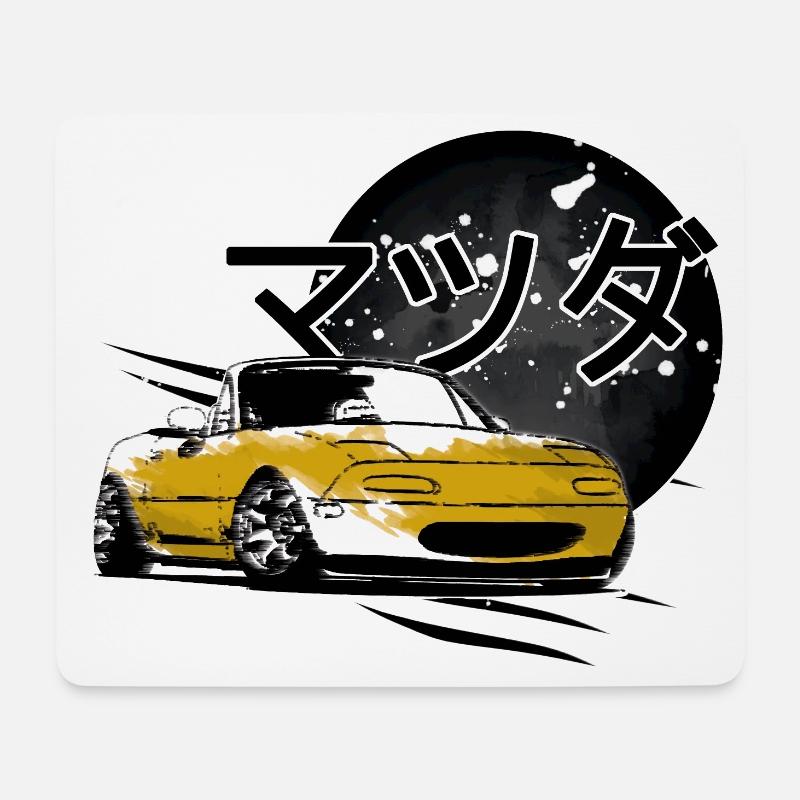 Japanisches Auto Miata Mx5 gelb - Mousepad (Querformat) - Weiß