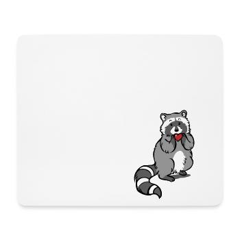 Raton laveur avec cœur - Tapis de souris (format paysage) - blanc - Devant