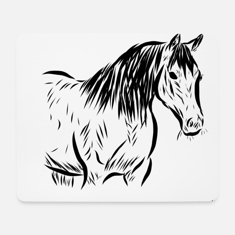 Pferd - Mousepad (Querformat) - Weiß