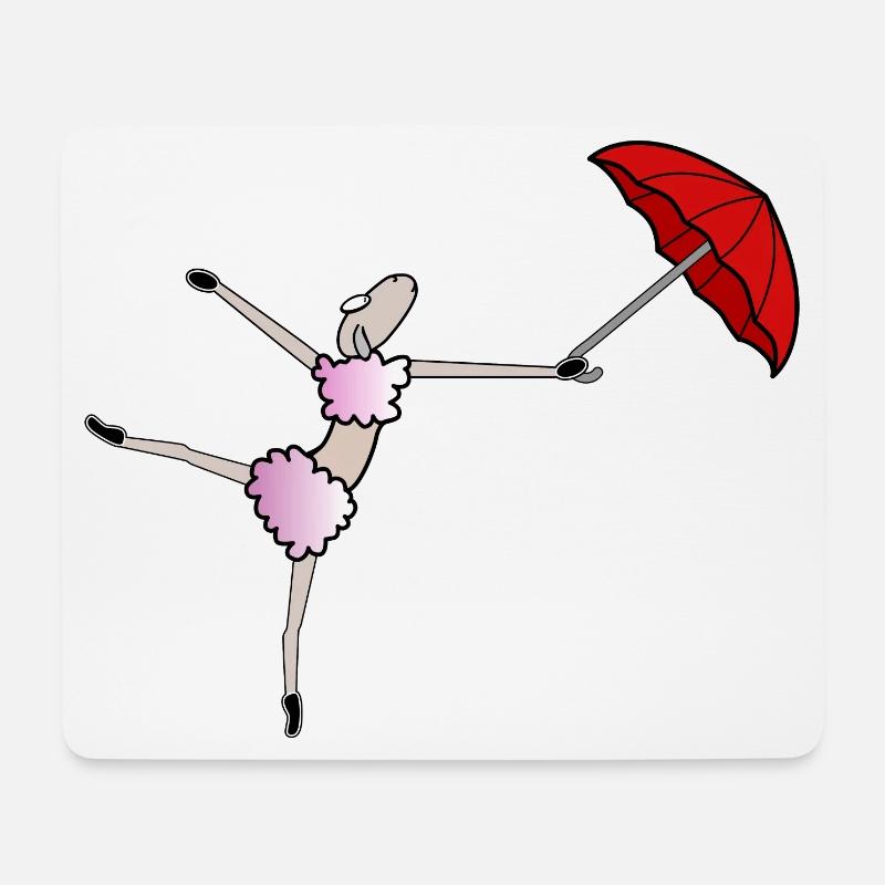 Tänzerin Comic Schaf mit Regenschirm - Mousepad (Querformat) - Weiß