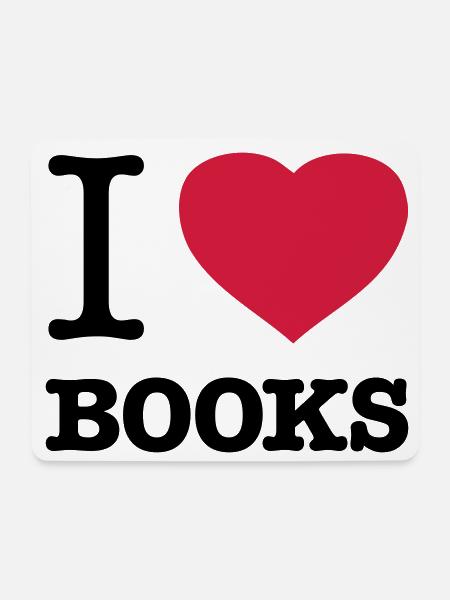 I LOVE BOOKS Bücher Bücherwurm Leseratte - Mousepad (Querformat) - Weiß
