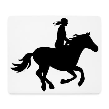 Silhouette Reiterin mit galoppierendem Pferd - Mousepad (Querformat) - Weiß - Vorne