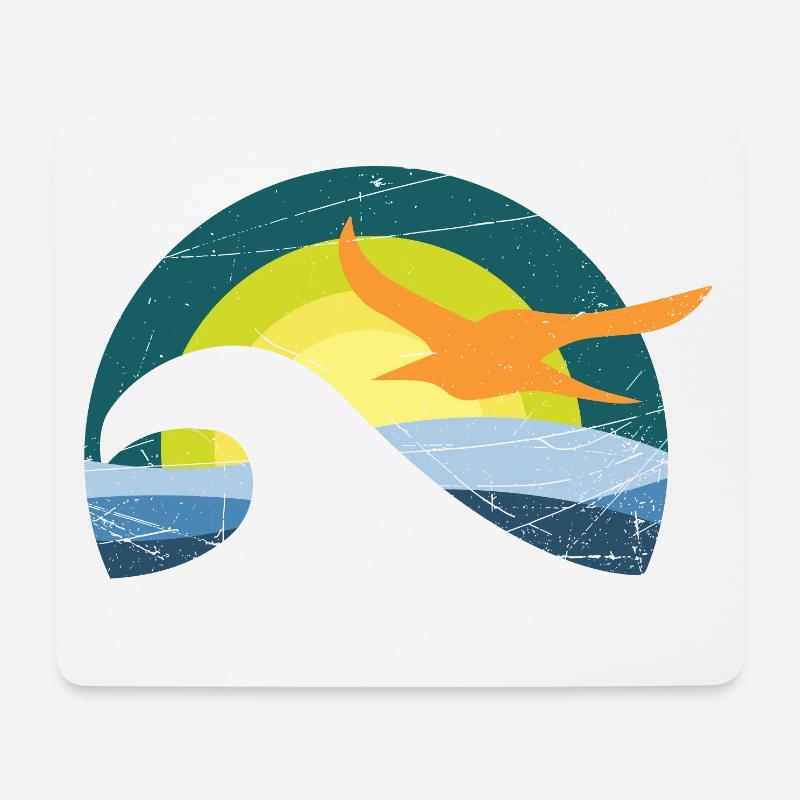Möwe am Meer - Mousepad (Querformat) - Weiß