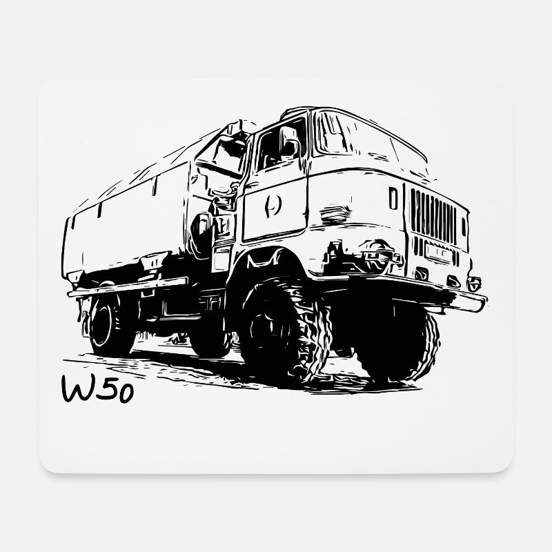 W50 LKW - Mousepad (Querformat) - Weiß