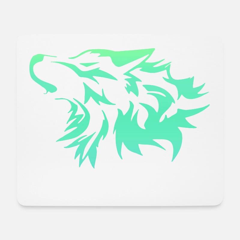 Wolf leuchtend grün - Mousepad (Querformat) - Weiß