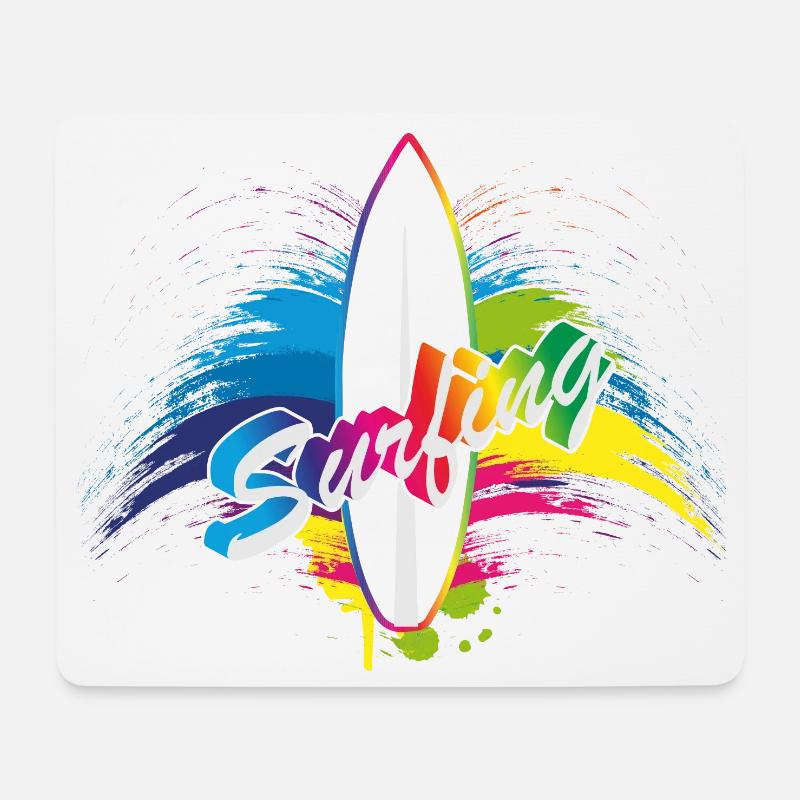 Typographie de surf surf arc-en-ciel splash - Tapis de souris (format paysage) - blanc