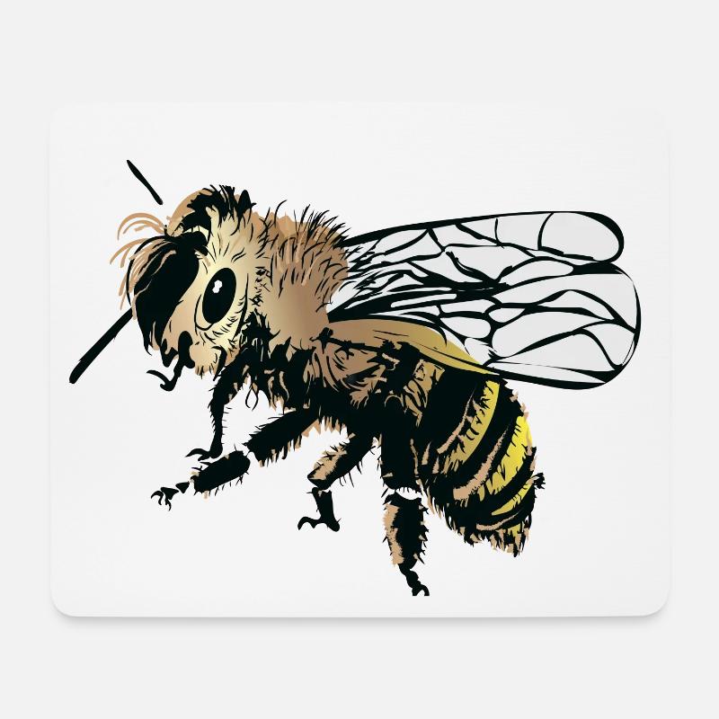 Stylized honey bee illustration - Mouse Pad (horizontal) - white