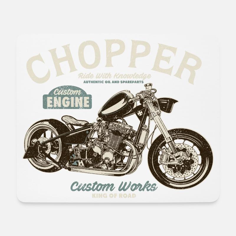 Chopper Custom Engine - Mousepad (Querformat) - Weiß