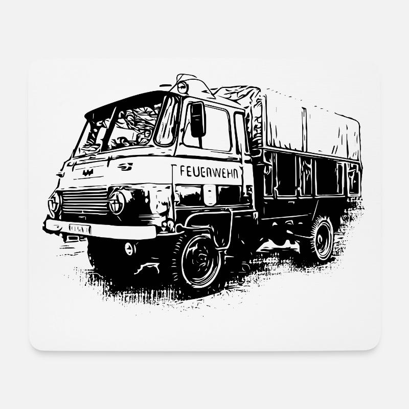 Robur Pritsche LO LD IFA Feuerwehr - Mousepad (Querformat) - Weiß