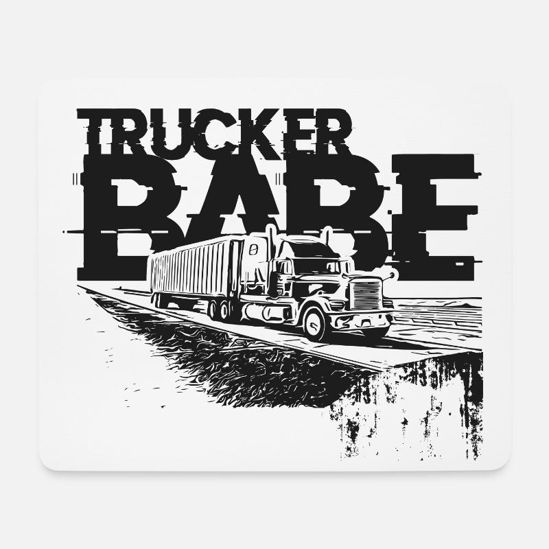 Trucker Babe - Mousepad (Querformat) - Weiß