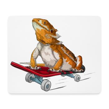 Bearded Dragon On A Skateboard - Mouse Pad (horizontal) - white - Front