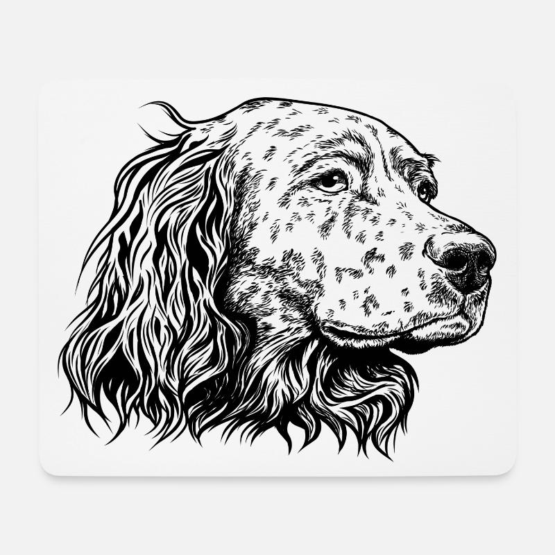 English Setter Portrait s - Mousepad (Querformat) - Weiß