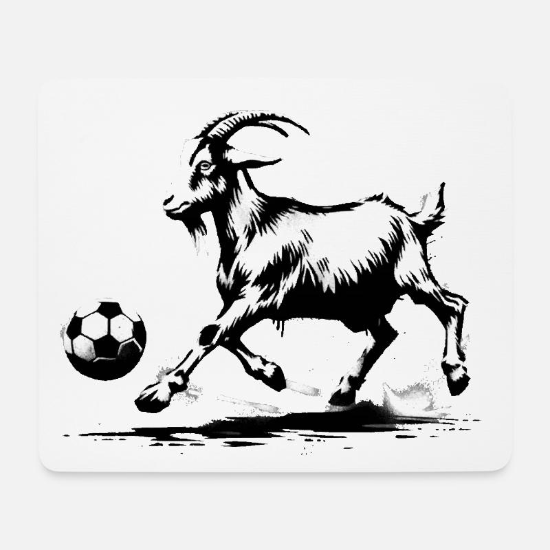 Geißbock spielt Fußball - Mousepad (Querformat) - Weiß