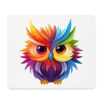 Buntes Eulen Design - Mousepad (Querformat) - Weiß - Vorne