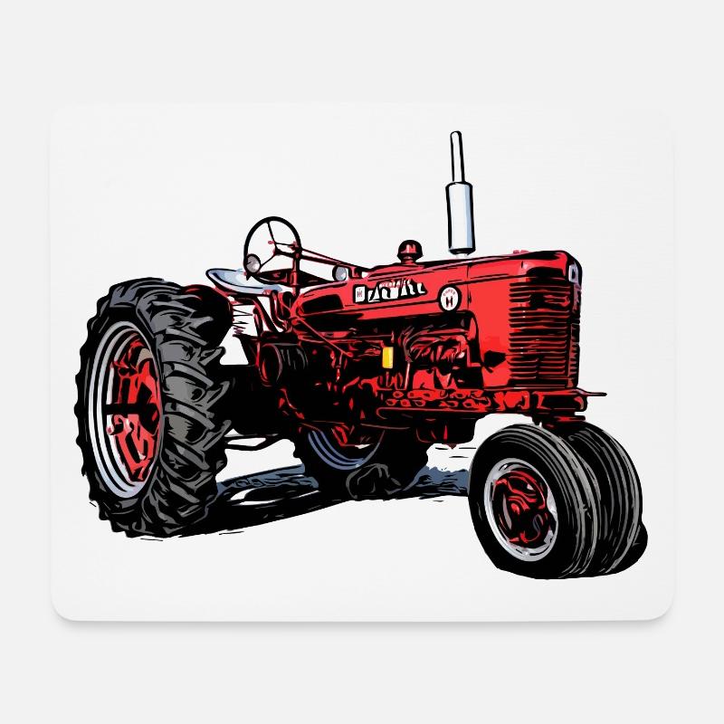 International Harvester Farmall H Traktor - Mousepad (Querformat) - Weiß