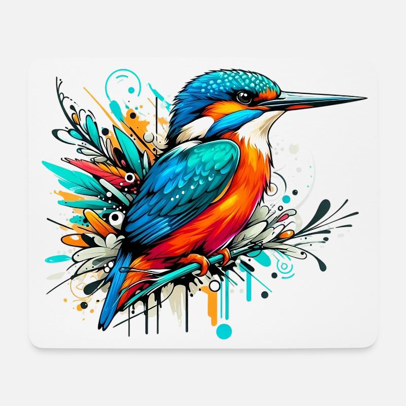 Eisvogel - Mousepad (Querformat) - Weiß