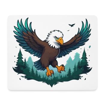 Eagle flies over forest - Mouse Pad (horizontal) - white - Front