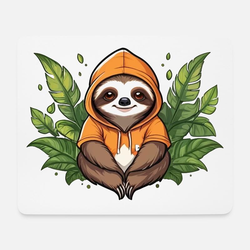 Faultier zwischen grünen Blättern - Mousepad (Querformat) - Weiß