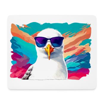 Funny seagull with sunglasses - Mouse Pad (horizontal) - white - Front