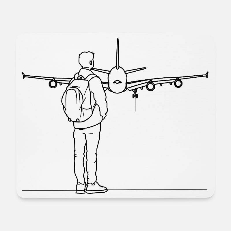 Plane Spotter Zeichnung - Mousepad (Querformat) - Weiß