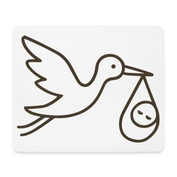 Cigogne avec bébé enfant - Arrivée minimale de bébé - Tapis de souris (format paysage) - blanc - Devant