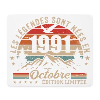 Octobre 1991 Cadeau Anniversaire 1991 October 1991 - Tapis de souris (format paysage) - blanc - Devant