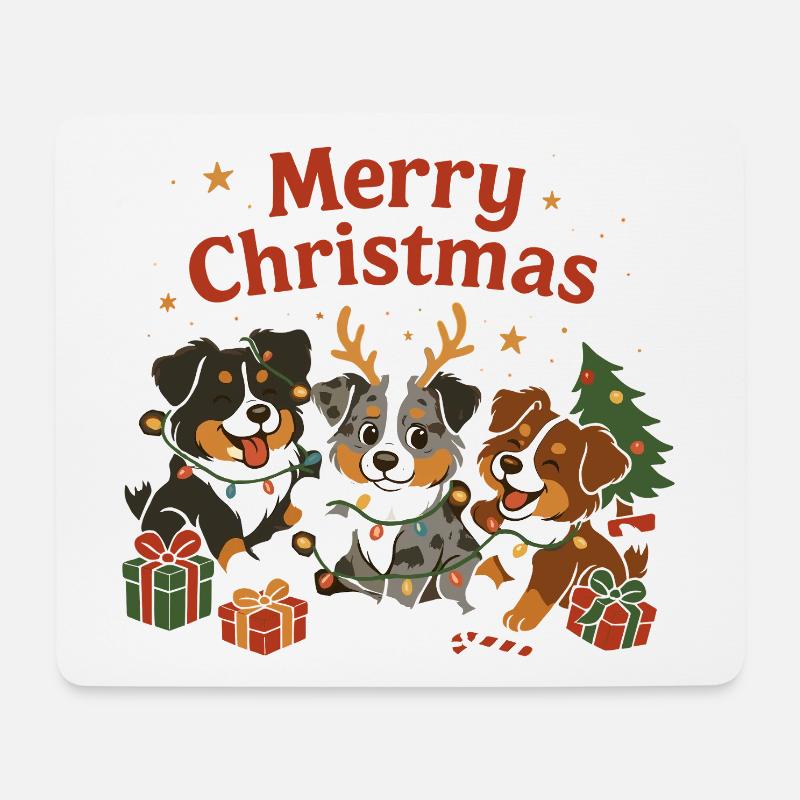 Süßes Australian Shepherd Weihnachtdesign - Mousepad (Querformat) - Weiß