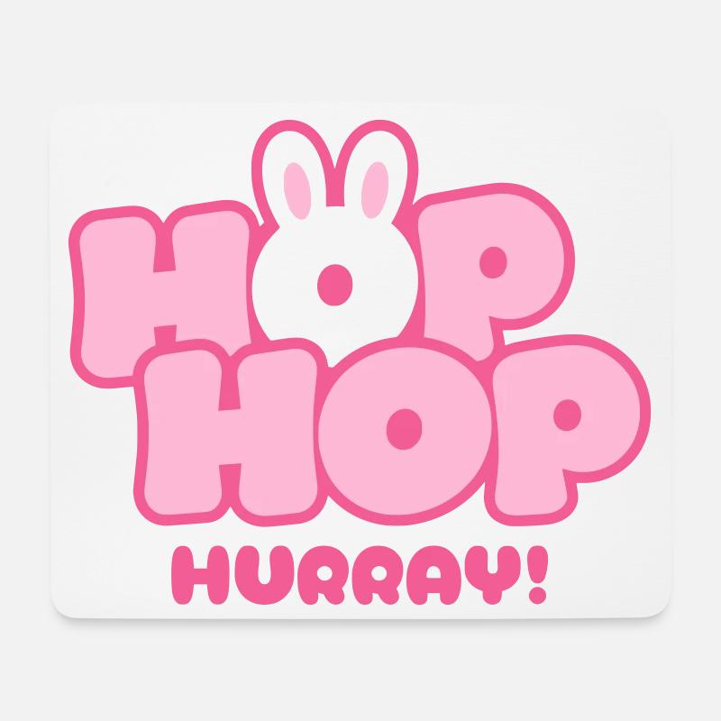 Hop Hop Hurray | Süßes Hasen Spruch Motiv - Mousepad (Querformat) - Weiß