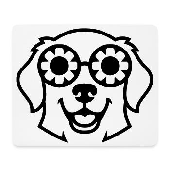 Dog Glasses Flowers Outline - Mouse Pad (horizontal) - white - Front