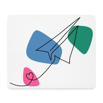 Line Art Paper Airplane with Color Background - Mouse Pad (horizontal) - white - Front