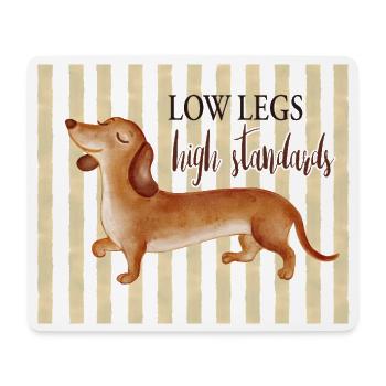 Low Legs High Standards – Lustiger Dackel - Mousepad (Querformat) - Weiß - Vorne