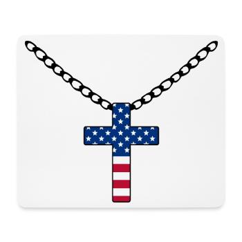 USA Flagge mit Kreuz - Mousepad (Querformat) - Weiß - Vorne