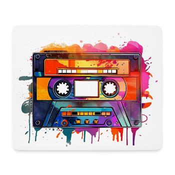 Retro-Kassetten-Audioband Vintage, 70er, 80er, 90er, - Mousepad (Querformat) - Weiß - Vorne