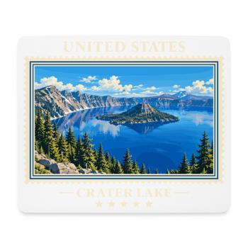 Vereinigte Staaten Crater Lake Vintage Reisemarke - Mousepad (Querformat) - Weiß - Vorne