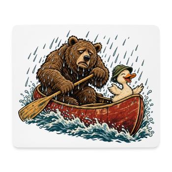 Bär & Ente im Kanu – Regen & Outdoor - Mousepad (Querformat) - Weiß - Vorne