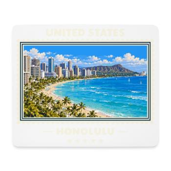 Vereinigte Staaten Honolulu Vintage Reisemarke - Mousepad (Querformat) - Weiß - Vorne