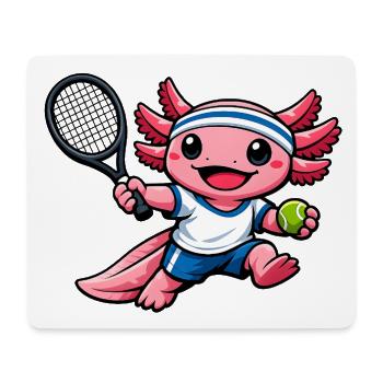 Axolotl beim Tennis – Süßes Sportmotiv - Mousepad (Querformat) - Weiß - Vorne