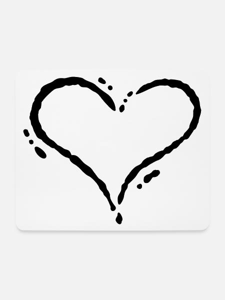 Herz - Scribble (Zeichnung) - Mousepad (Querformat) - Weiß